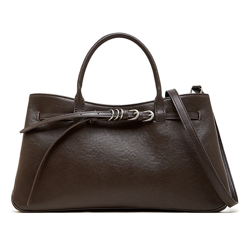 Women's Minimalist Plain Leather Satchel Bag-RAIIFY