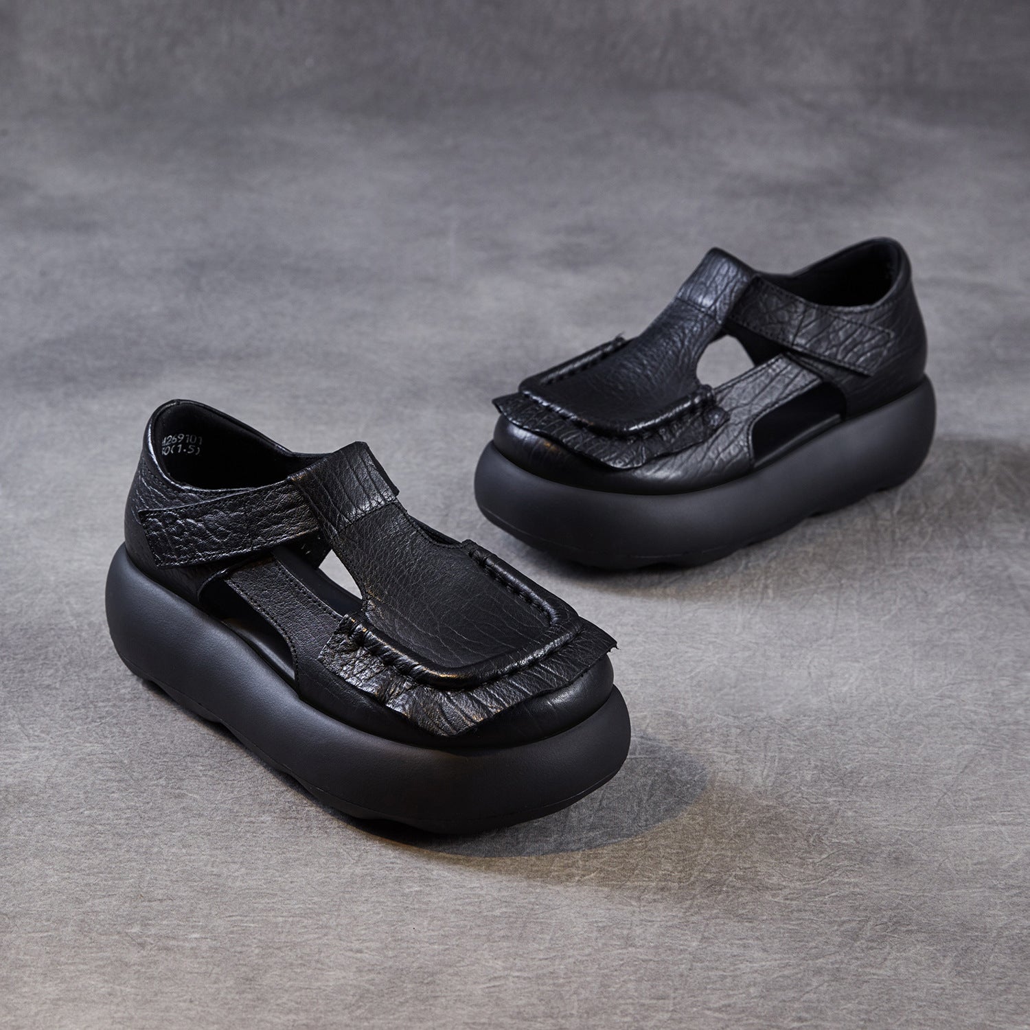 Women's Genuine Leather Retro Hollow Out Platform Sandals-RAIIFY