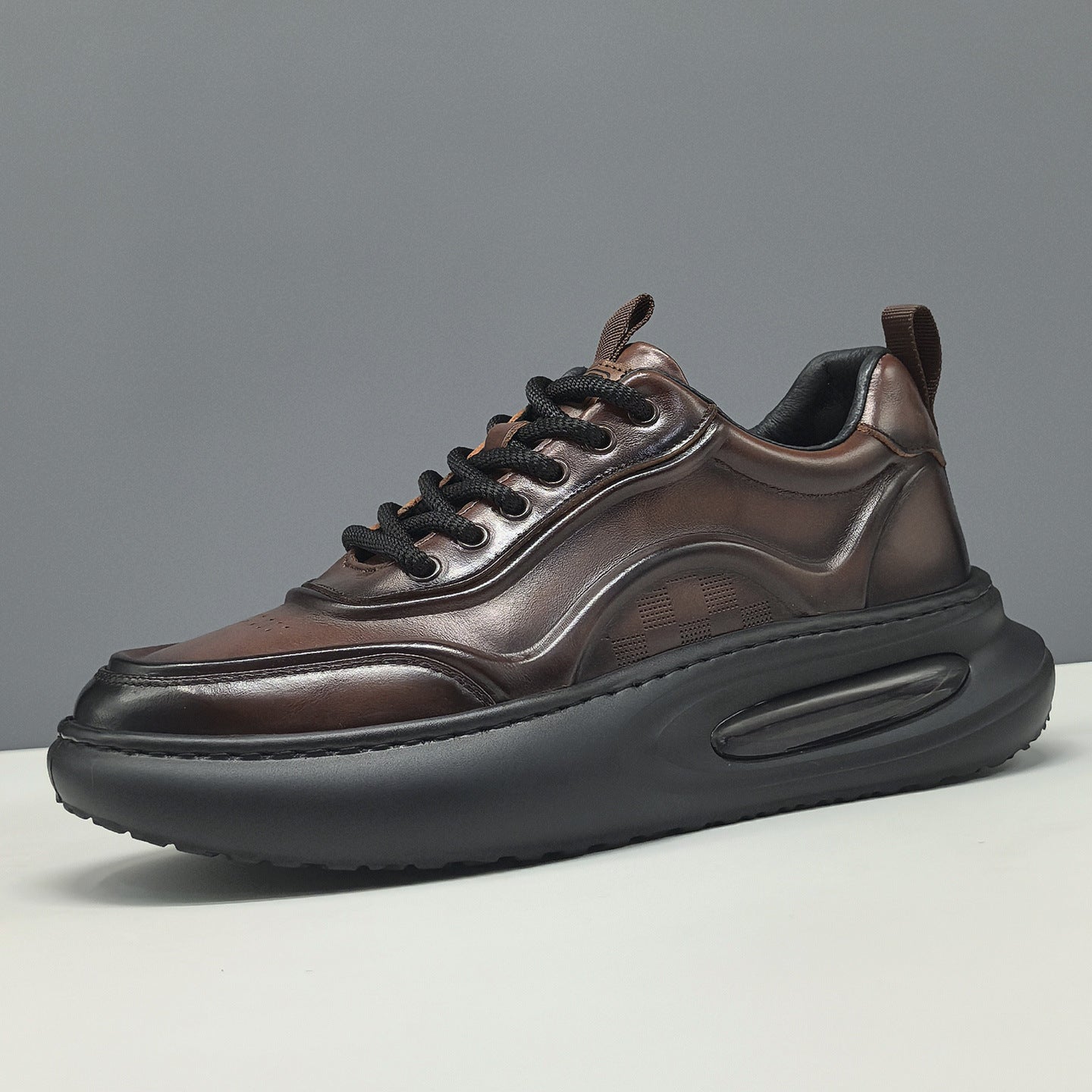 Men's Leather Platform Outdoor Sneakers-RAIIFY