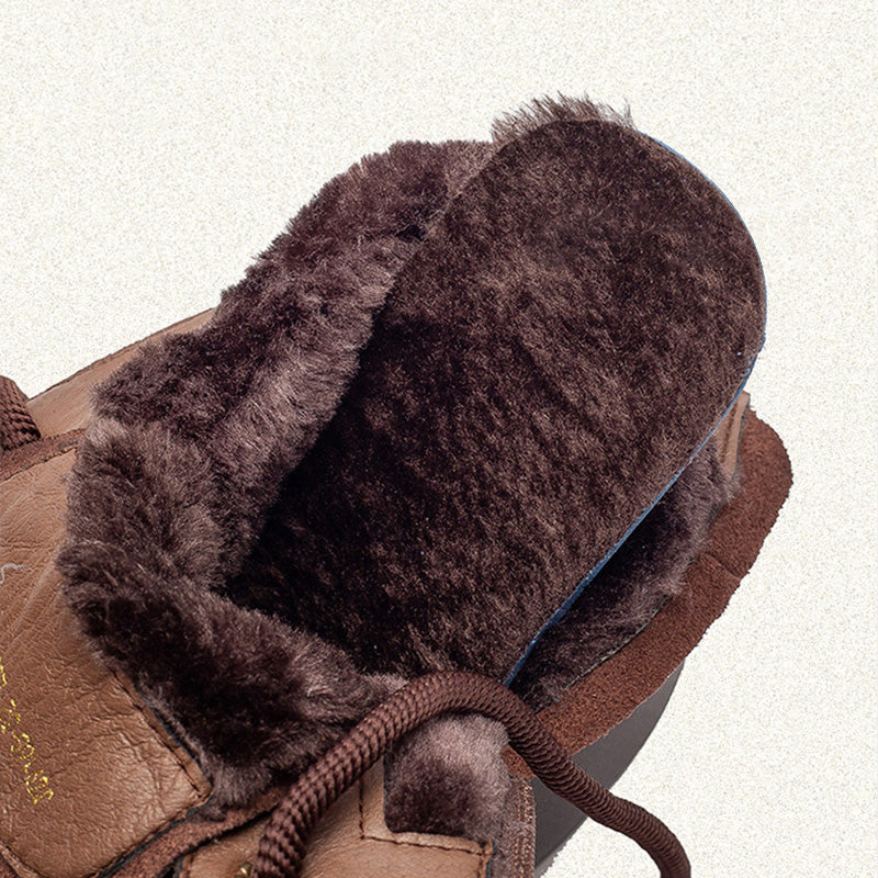 Women's Retro Plain Leather Platform Ankle Snow Boots-RAIIFY