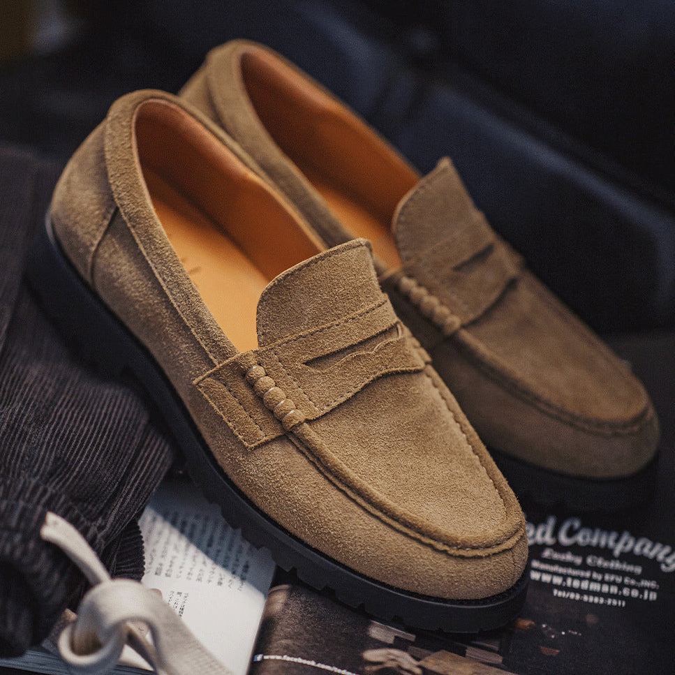Men's Vintage Plain Suede Casual Loafers-RAIIFY
