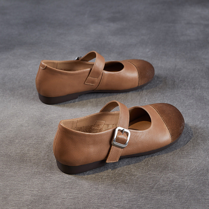 Women Soft Leather Low Top Flat Casual Shoes-RAIIFY