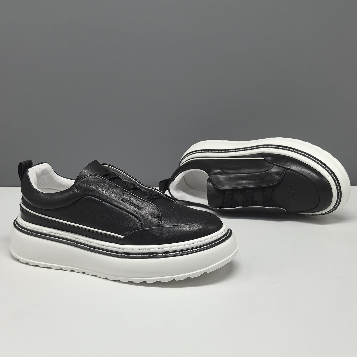 Men's Minimalist Leather Slip-on Casual Shoes-RAIIFY