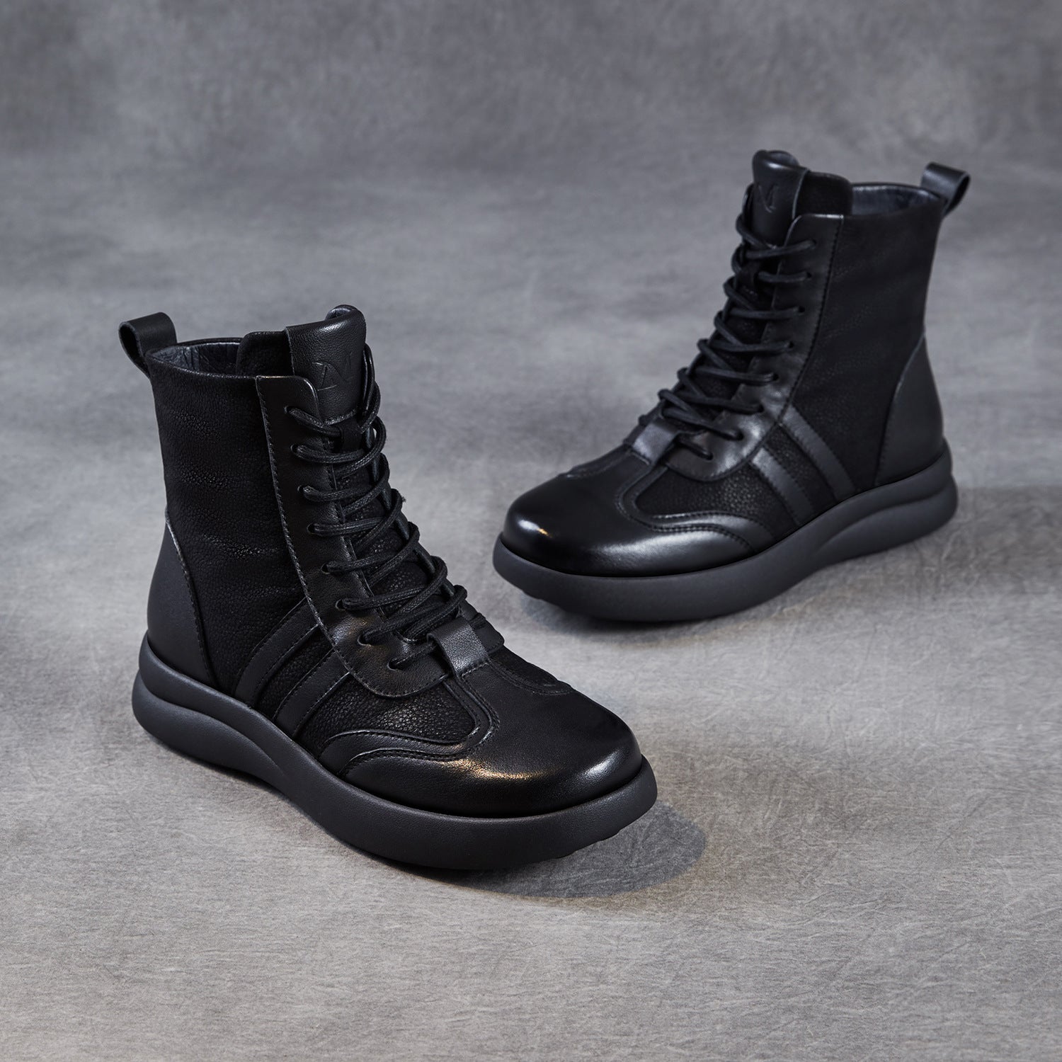 Women's Vintage Patchwork Leather Flat Casual Boots-RAIIFY