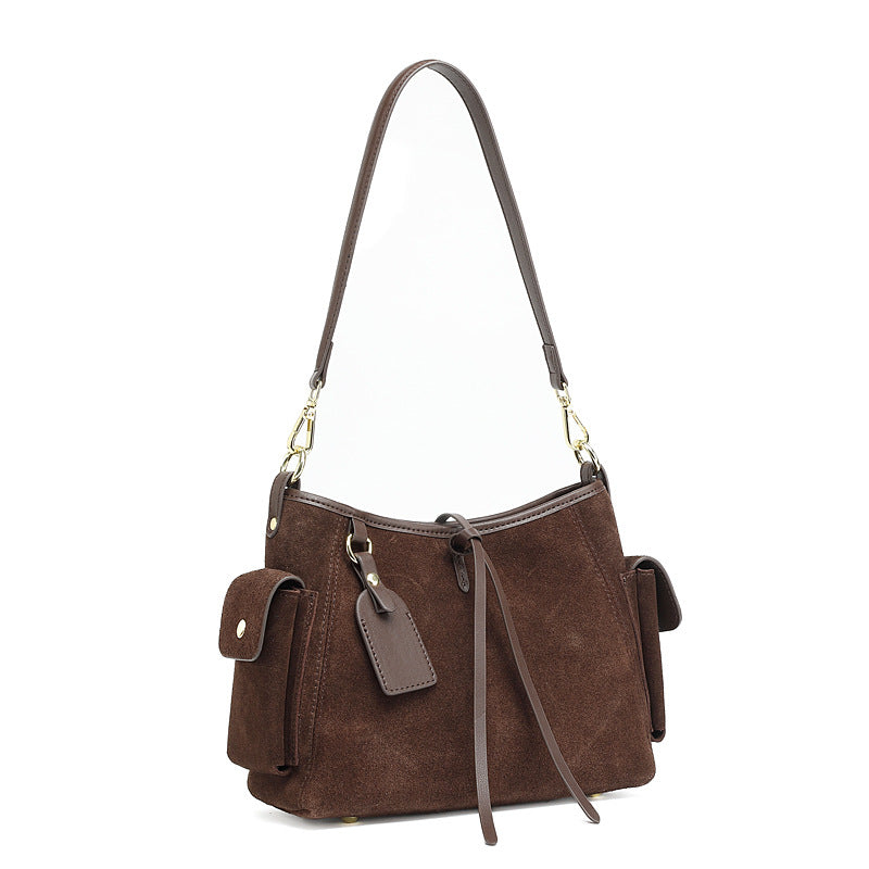 Women’s Suede Leather Retro Shoulder Bag-RAIIFY