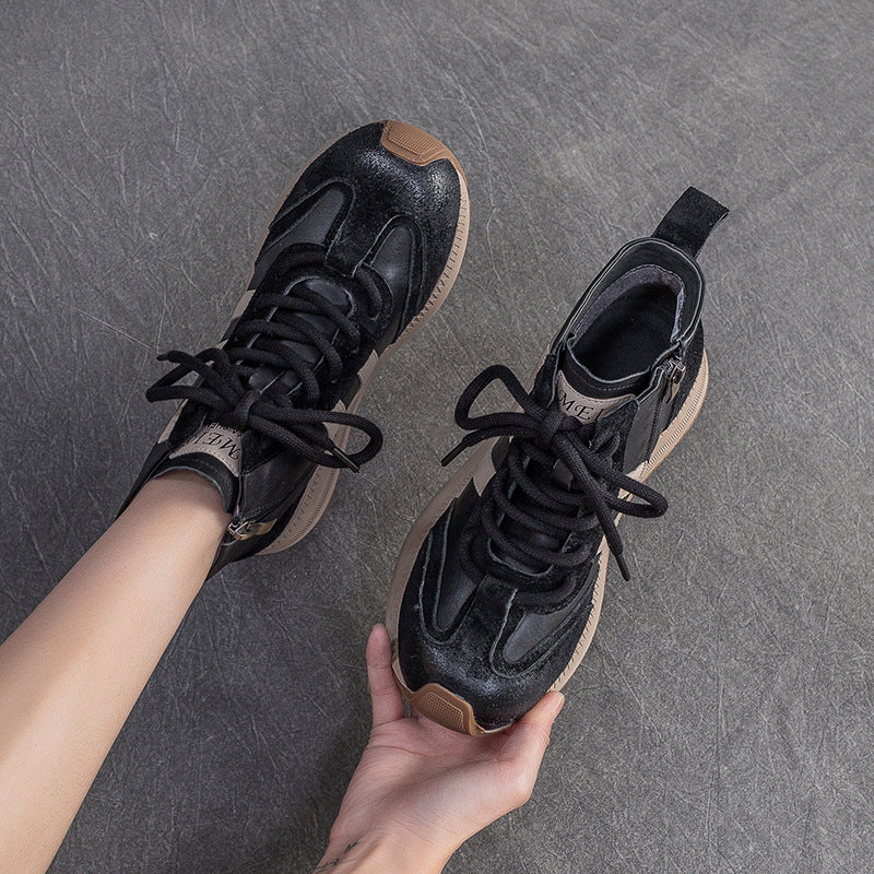 Women's Fashion Color-Blocked Flat Ankle Boots-RAIIFY