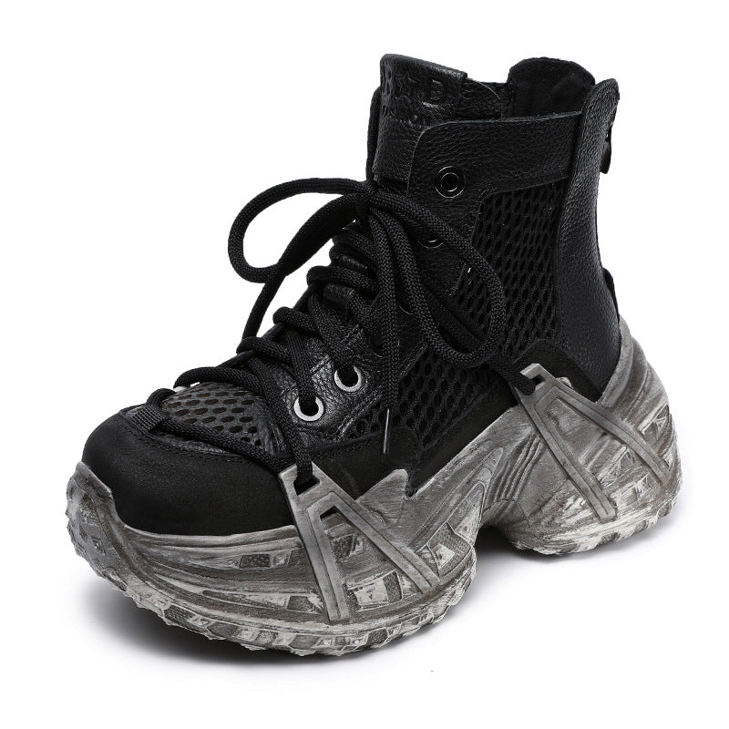 Women Retro Hollow Mesh Platform Ankle Boots-RAIIFY