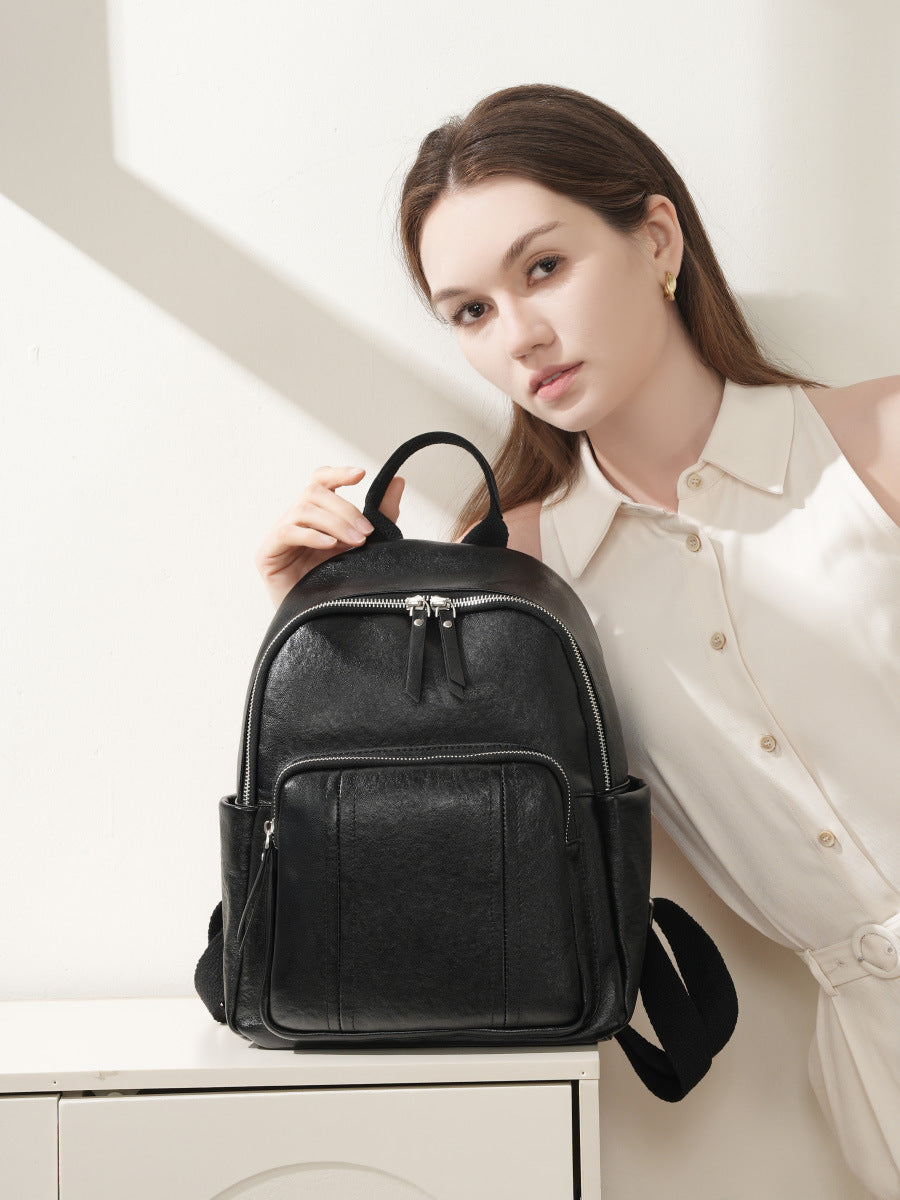 Women Minimalism Classic Leather Casual Backpack-RAIIFY