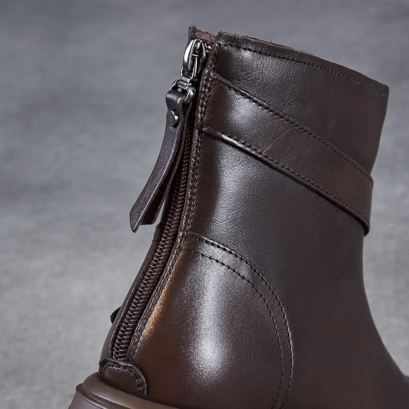 Women's Vintage Leather Buckle Strap Ankle Boots-RAIIFY