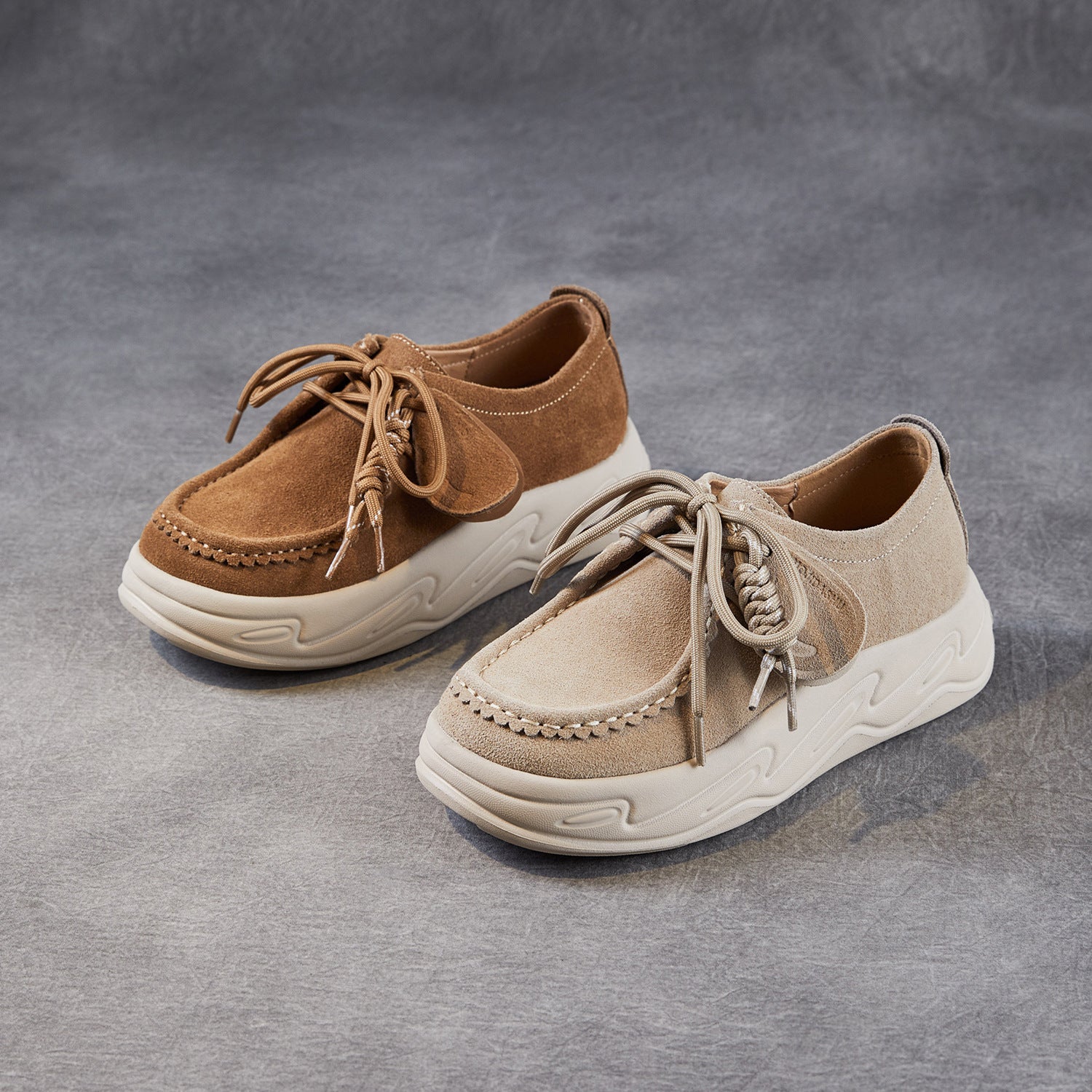 Women's Plain Suede Leather Platform Casual Shoes-RAIIFY