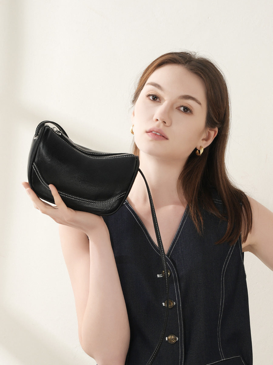 Women Minimalism Fashion Plain Leather Cross Body Bag-RAIIFY