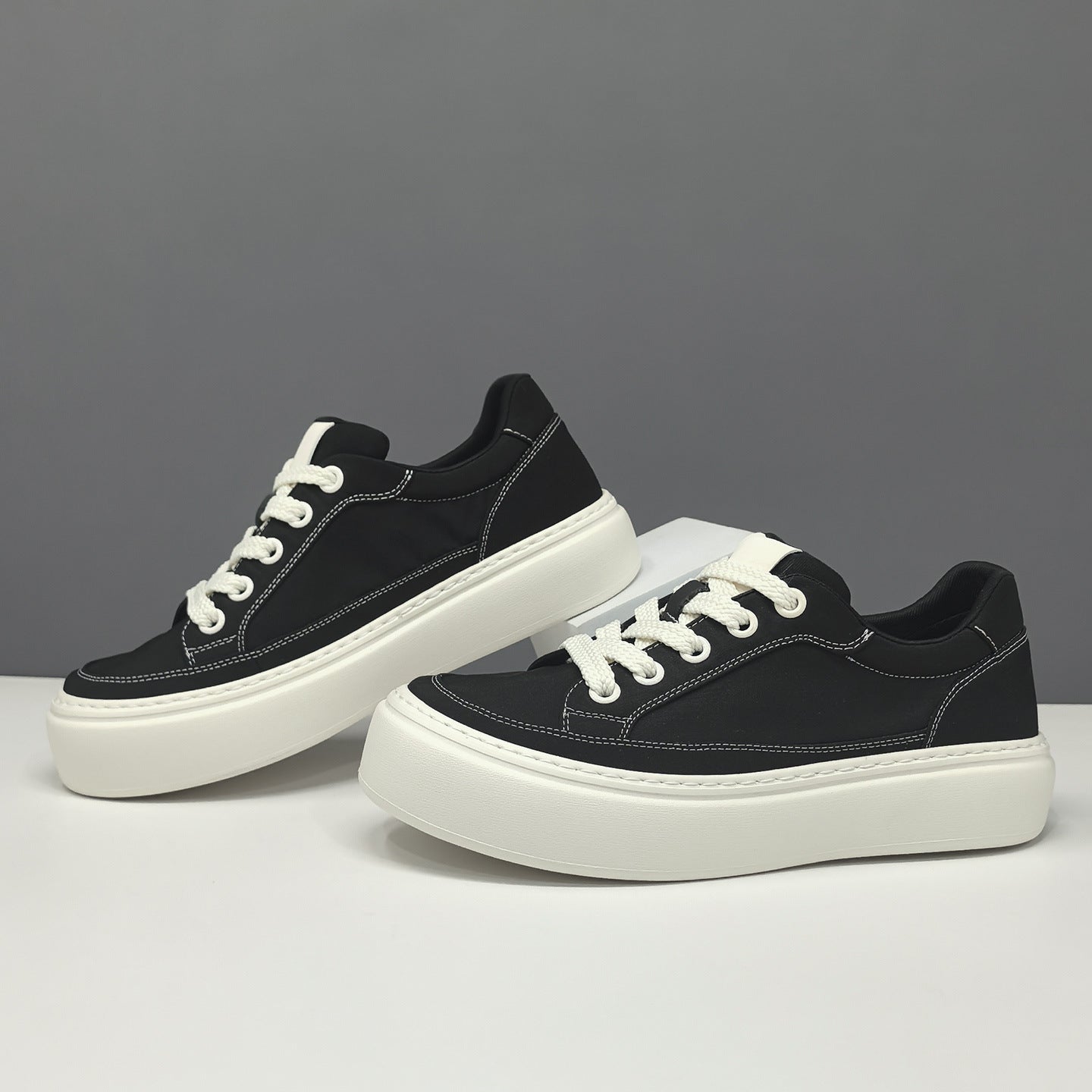 Men Breathable Ice Silk Fabric Platform Wedge Casual Shoes-RAIIFY