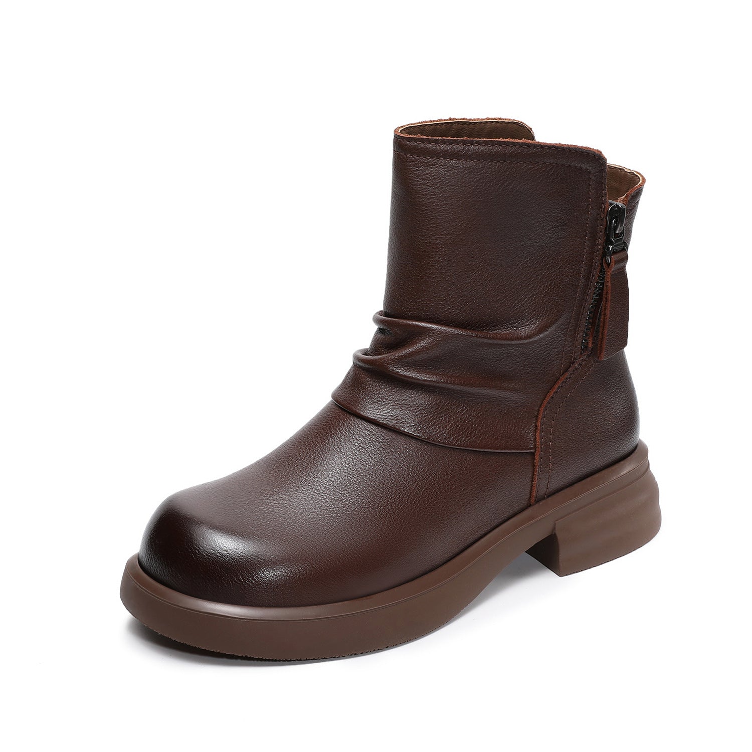 Women's Vintage Leather Furred Comfort Boots-RAIIFY