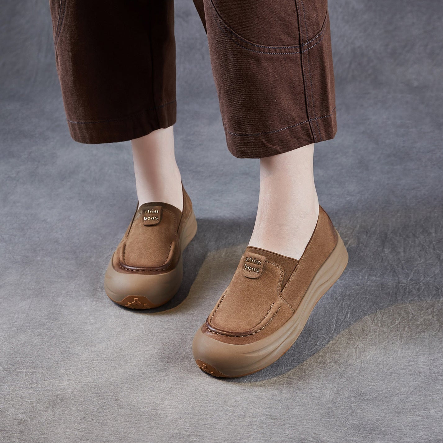 Women's Retro Suede Leather Slip-on Loafers-RAIIFY