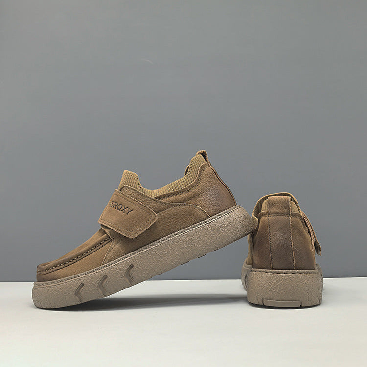 Men's Retro Minimalist Leather Velcro Casual Shoes-RAIIFY