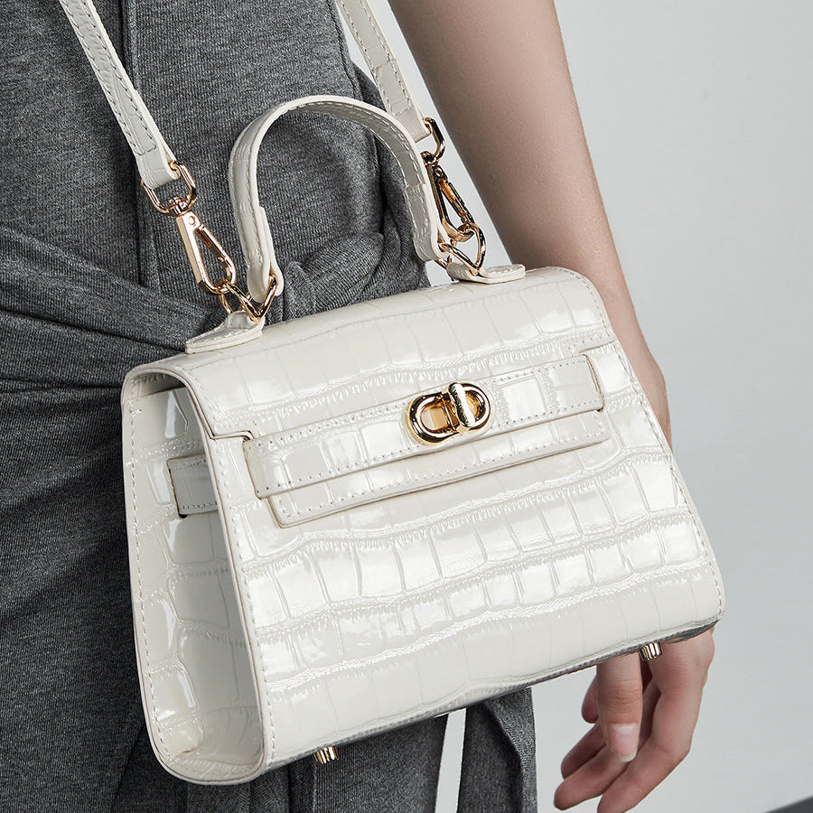 Women's Croc-Embossed Leather Fashion Satchel Bag-RAIIFY