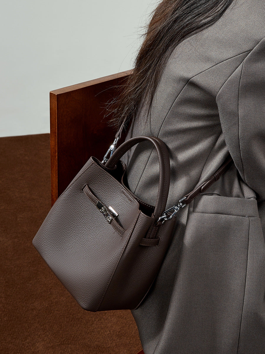 Women's Fashion Leather Mini Bucket Bag-RAIIFY