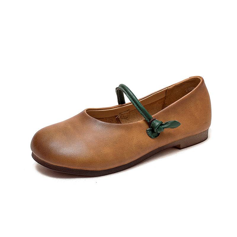 Women Retro Leather Soft Comfort Casual Flats-RAIIFY