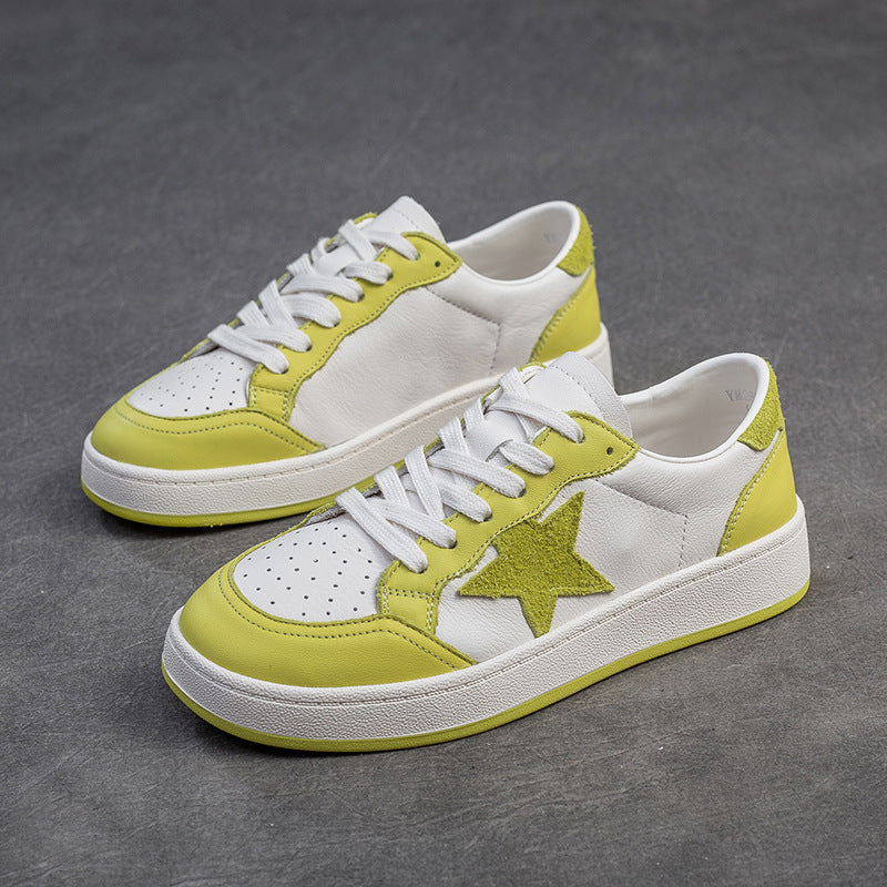 Women Fashion Leather Breathable Casual Skate Sneakers-RAIIFY