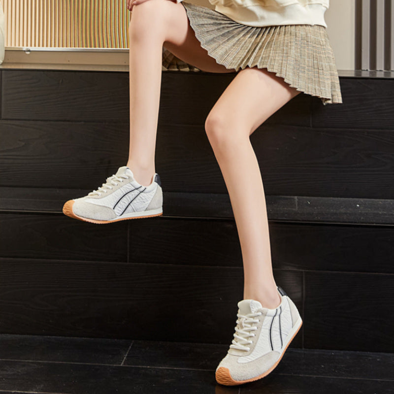Women's Fashion Leather Flat Casual Training Sneakers-RAIIFY