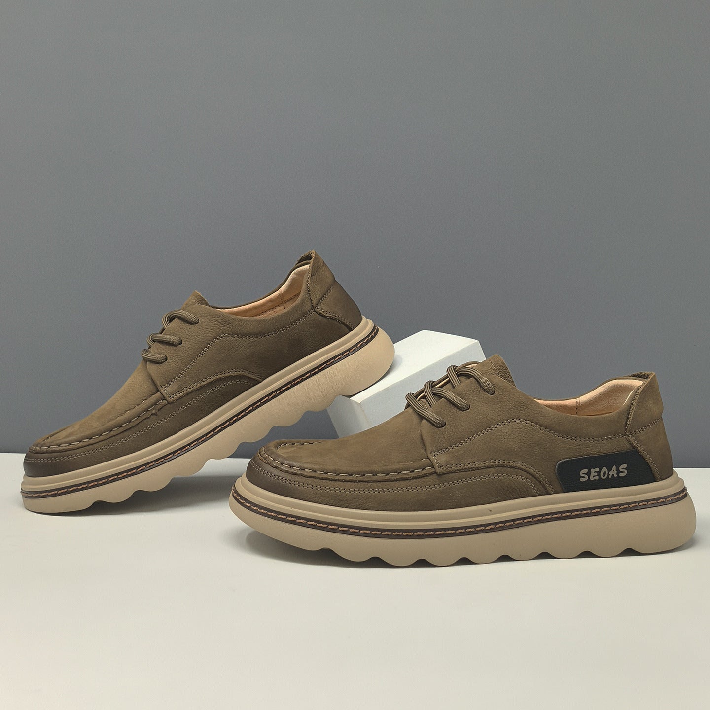 Men's Vintage Plain Leather Breathable Casual Shoes-RAIIFY