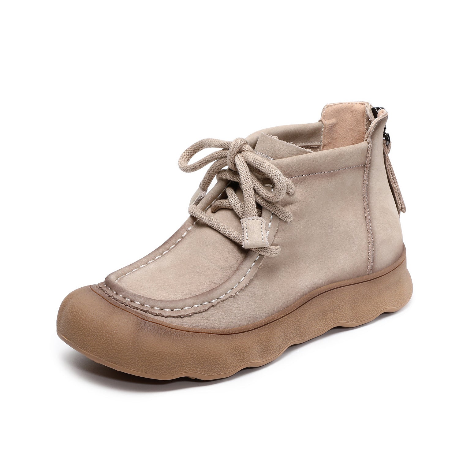 Women's Vintage Leather Casual Flat Ankle Boots-RAIIFY