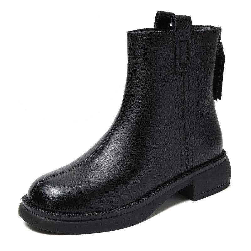 Women Minimalist Retro Soft Leather Casual Boots-RAIIFY