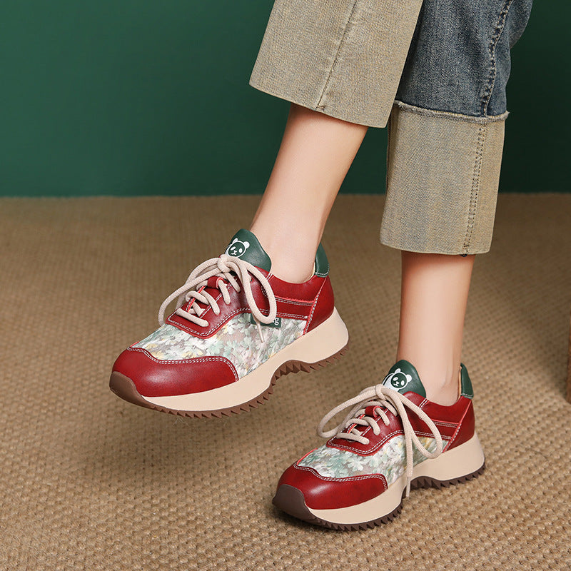 Women's Fashion Leather Embroidery Low Top Casual Shoes-RAIIFY