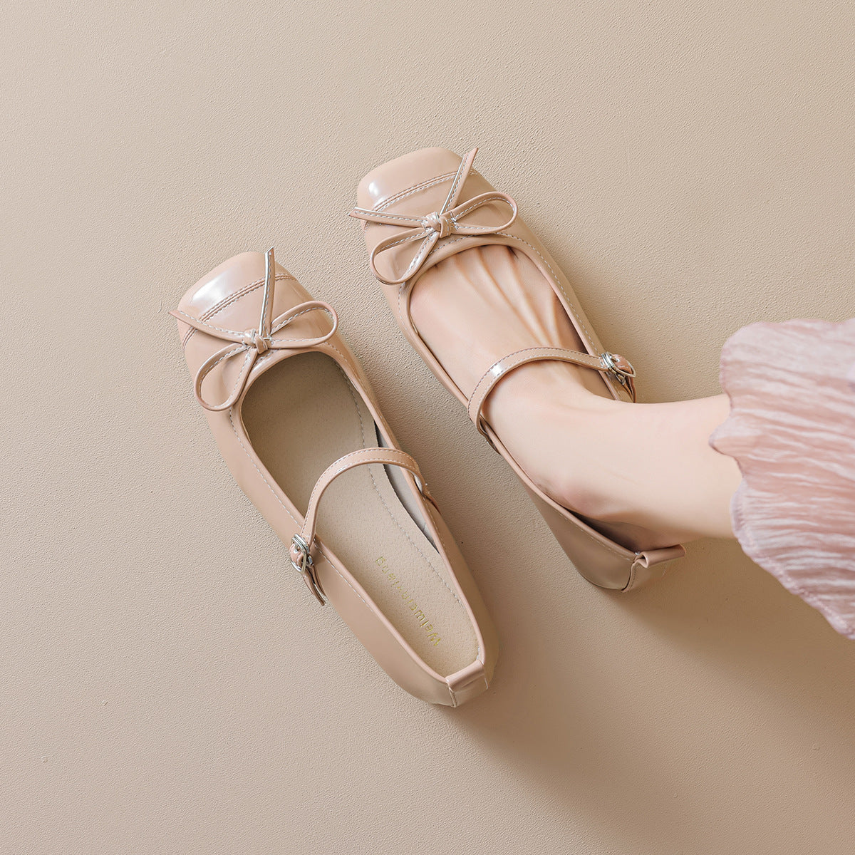 Women's Minimalist Bowknot Low Block Mary Jane Shoes-RAIIFY