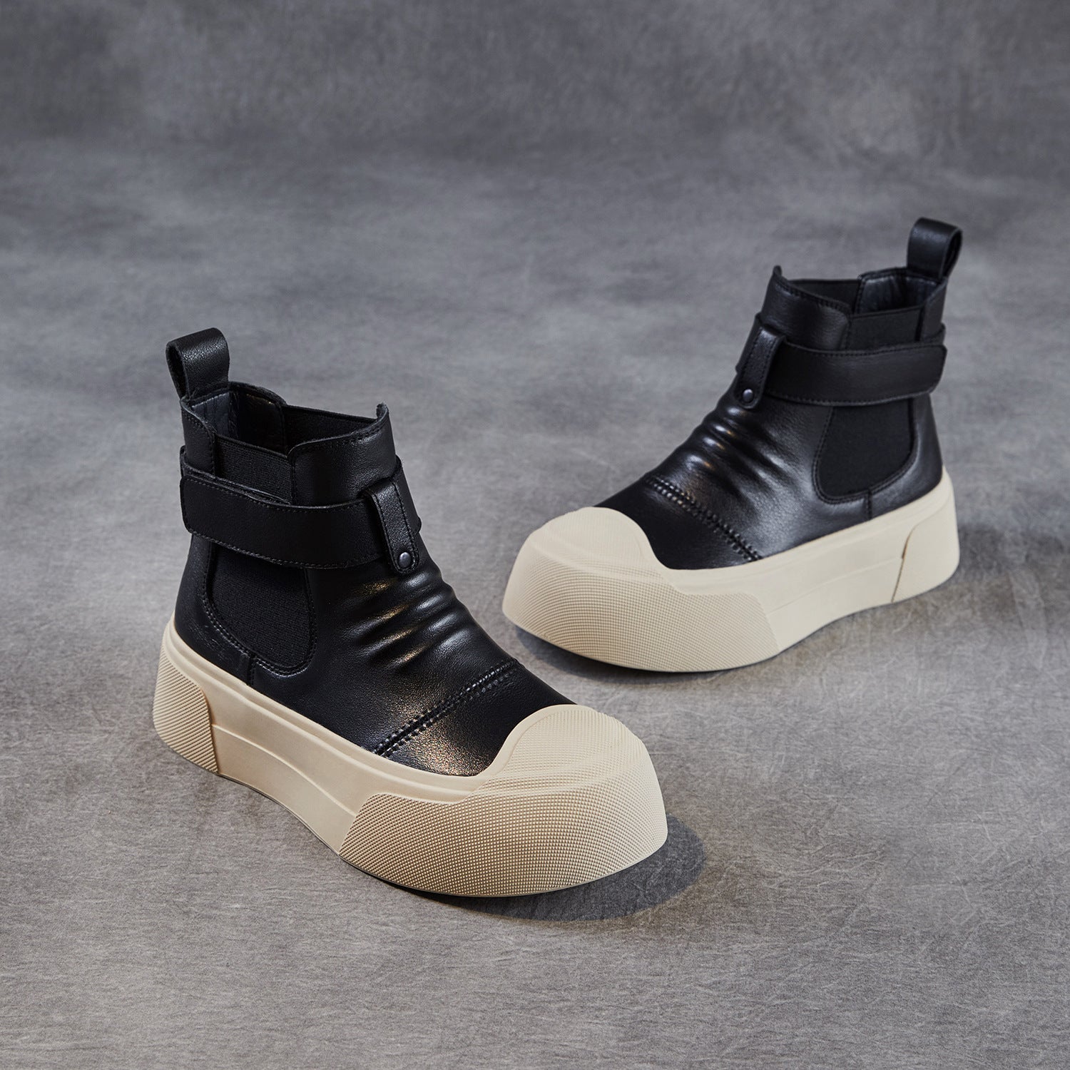 Women's Plain Leather Casual Ankle Boots-RAIIFY