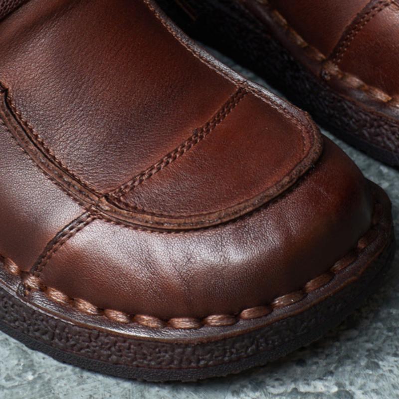 Women Retro Handmade Leather Wedge Ankle Boots-RAIIFY