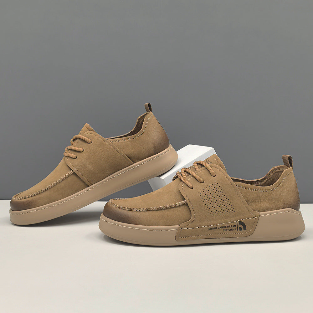 Men Minimalism Plain Leather Breathable Casual Shoes-RAIIFY