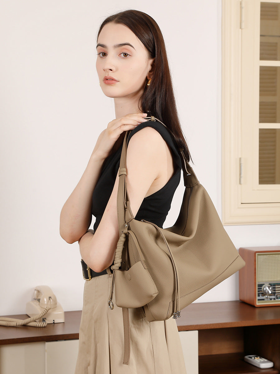 Women's Fashion Plain Leather Minimalist Tote Bag-RAIIFY