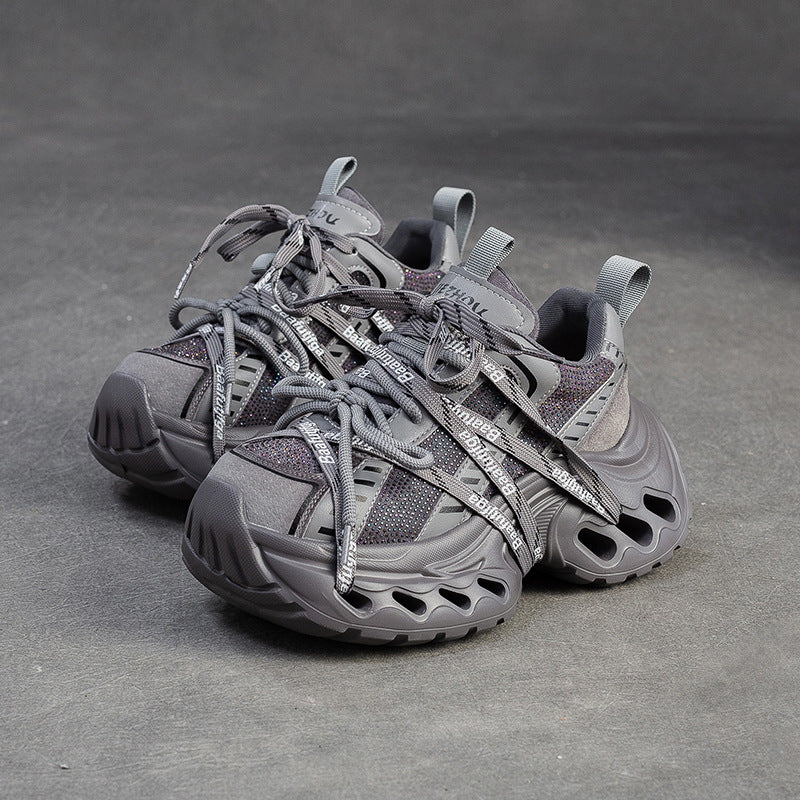 Women's Stylish Rhinestone Chunky Platform Dad Sneakers-RAIIFY