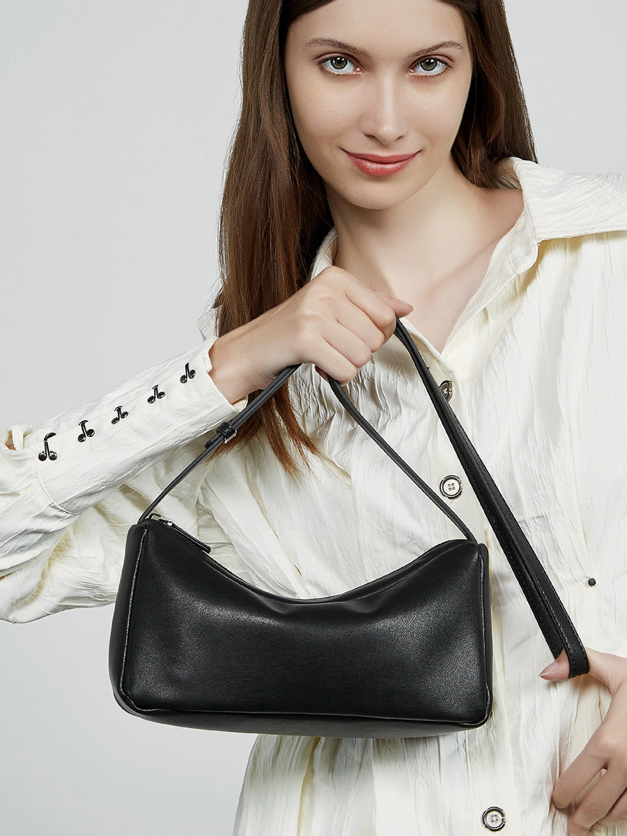 Women's Soft Plain Leather Casual Cross Body Bag-RAIIFY