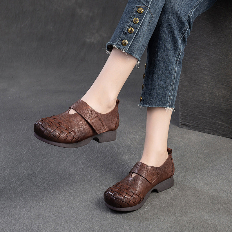 Women Retro Soft Cowhide Casual Shoes-RAIIFY