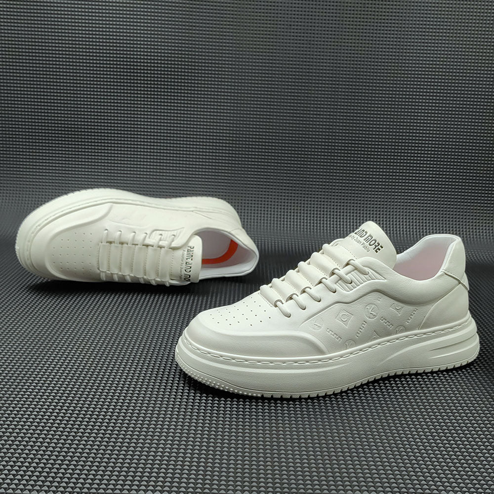 Men Casual Embossed Leather Flat Sneakers-RAIIFY