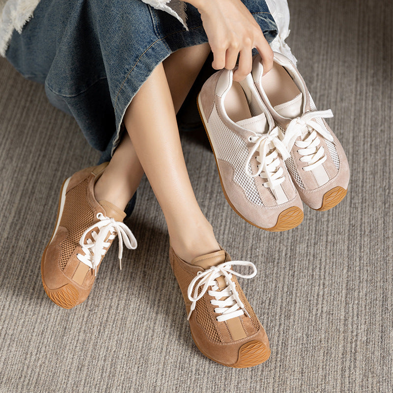Women Retro Hollow Mesh Flat Casual Shoes-RAIIFY