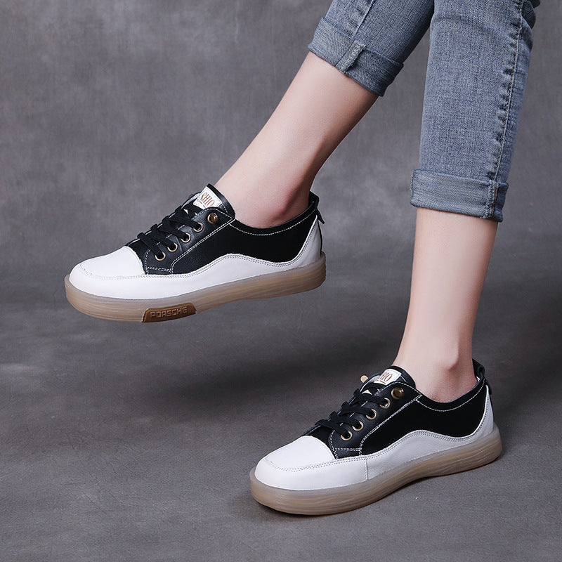Women's Fashion Leather Soft Flat Casual Shoes-RAIIFY
