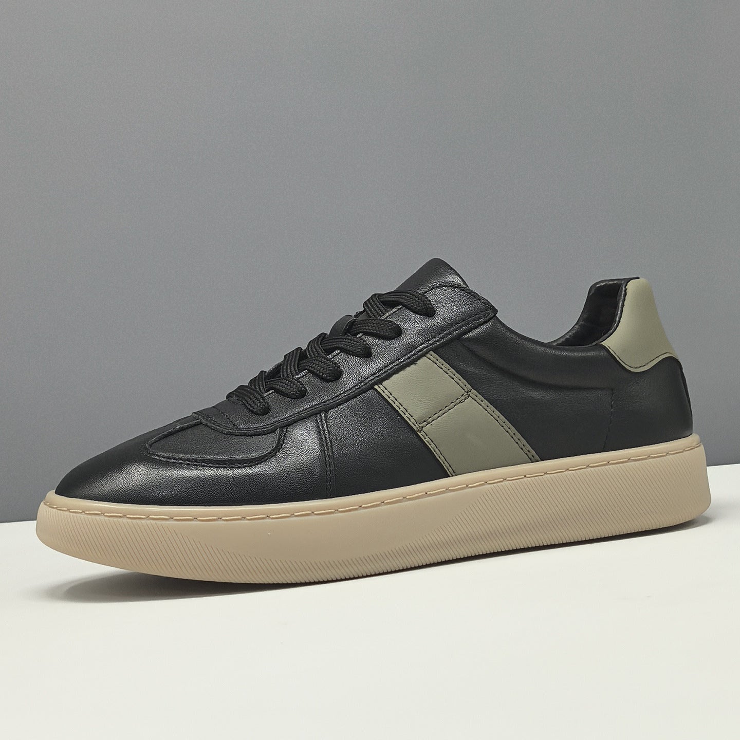 Men's Fashion Color-Blocked Leather Flat Casual Shoes-RAIIFY