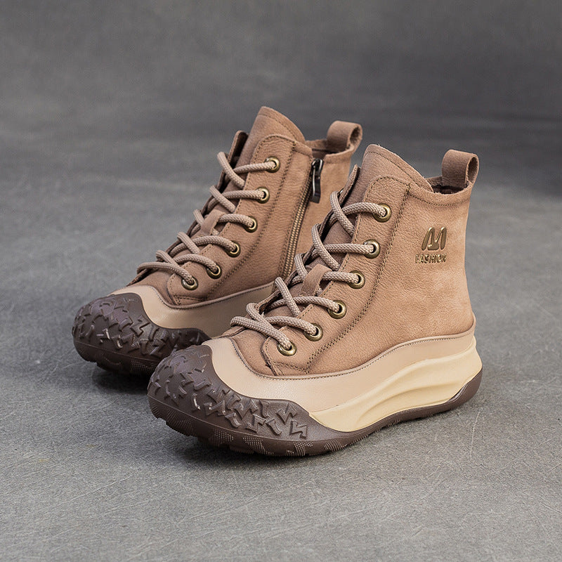 Women's Casual Fashion Leather Platform Boots-RAIIFY