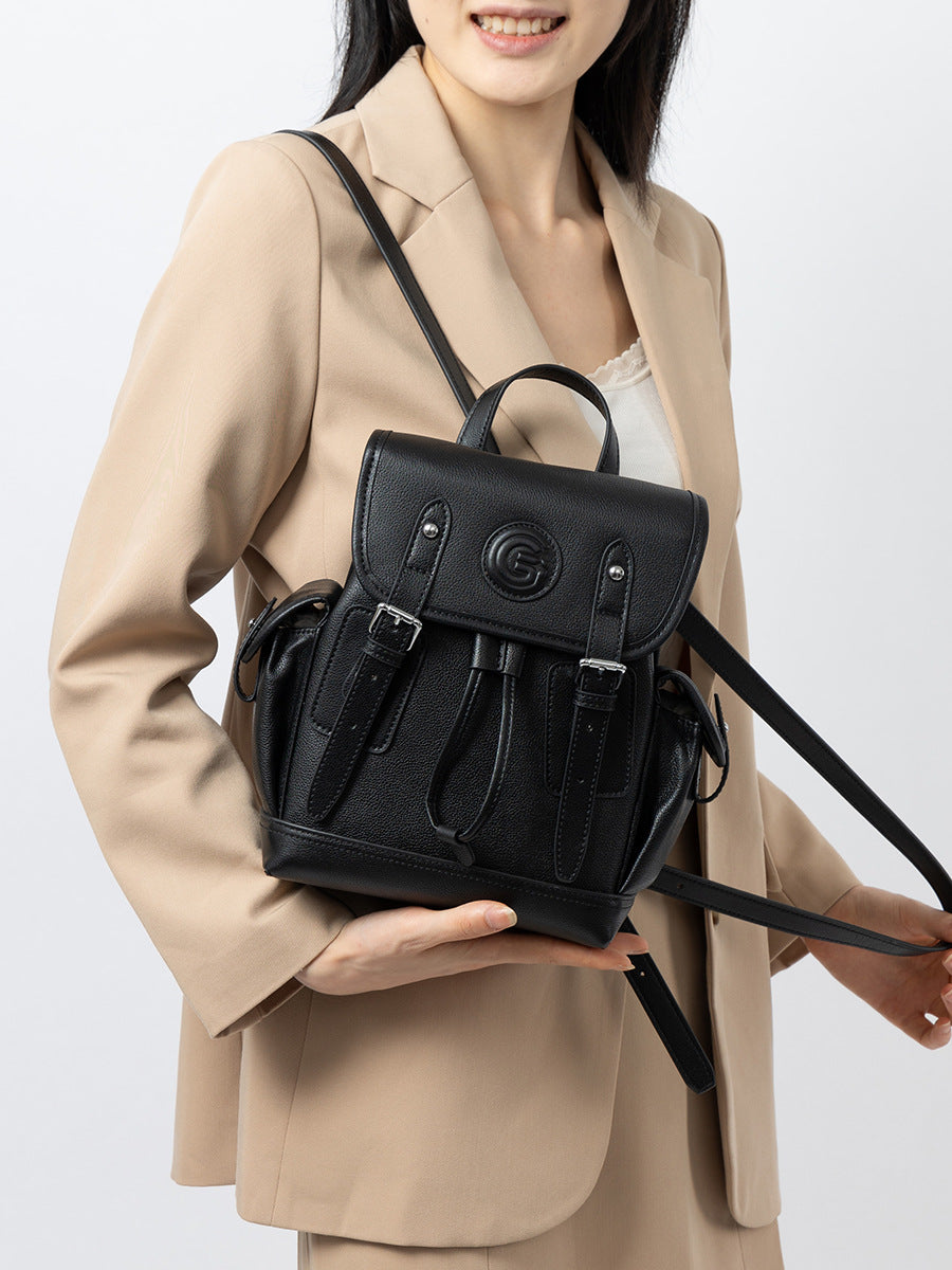 Women's Minimalist Plain Leather Casual Backpack-RAIIFY
