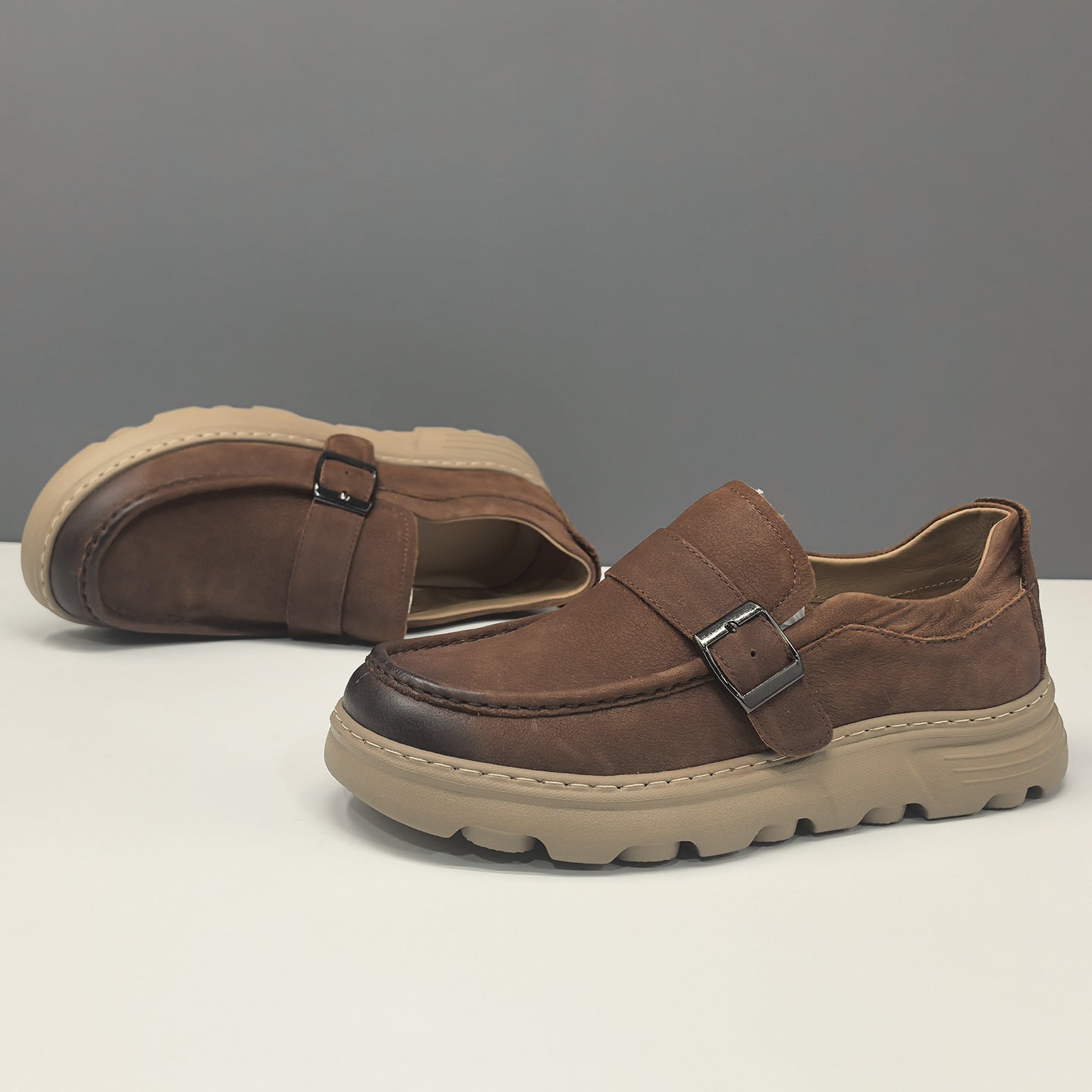 Men's Genuine Leather Slip-On Loafers Casual Retro Moccasins-RAIIFY