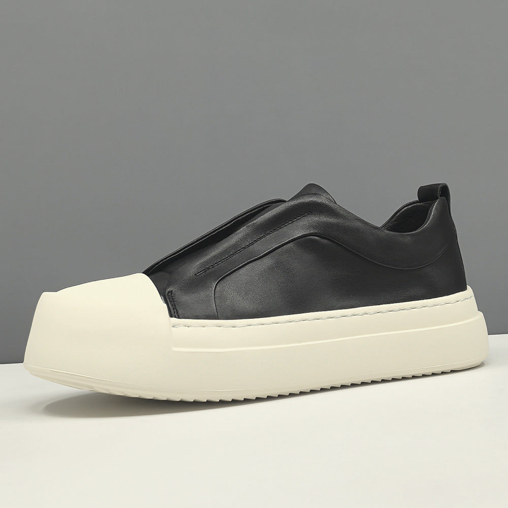 Men Minimalism Plain Quilted Leather Laceless Casual Shoes-RAIIFY