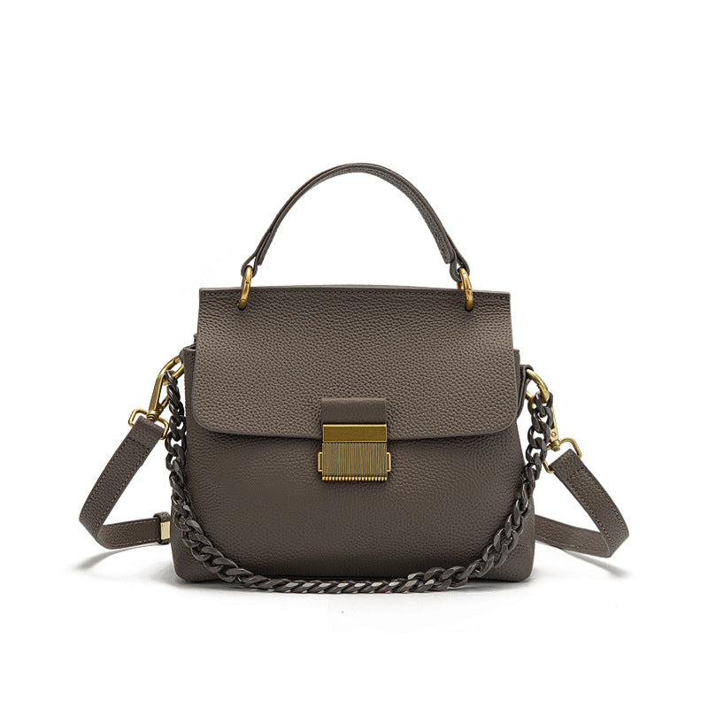 Women's Fashion Plain Leather Flap Satchel Bag-RAIIFY