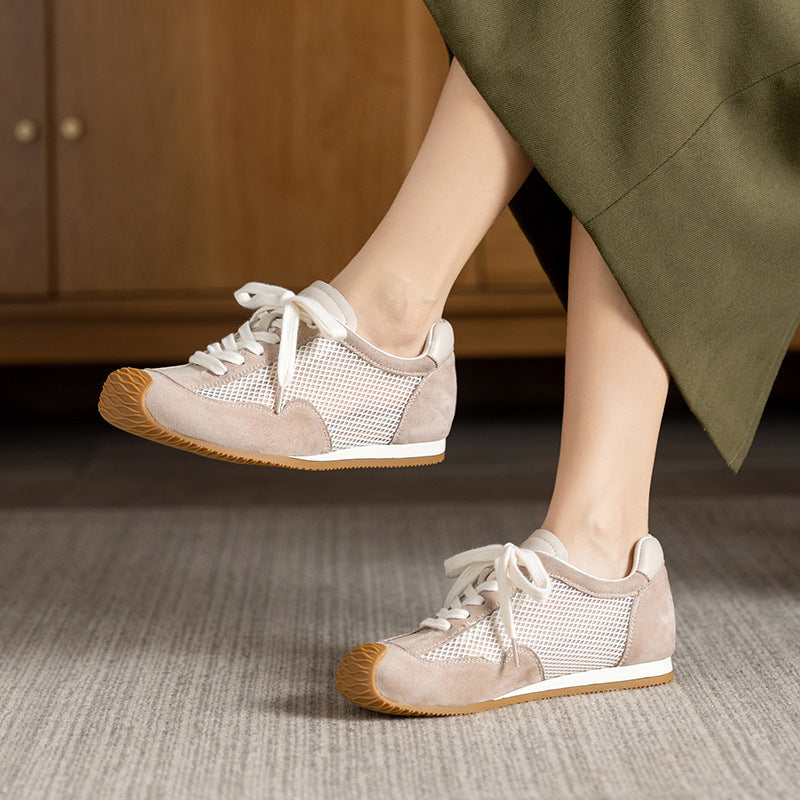 Women Retro Hollow Mesh Flat Casual Shoes-RAIIFY