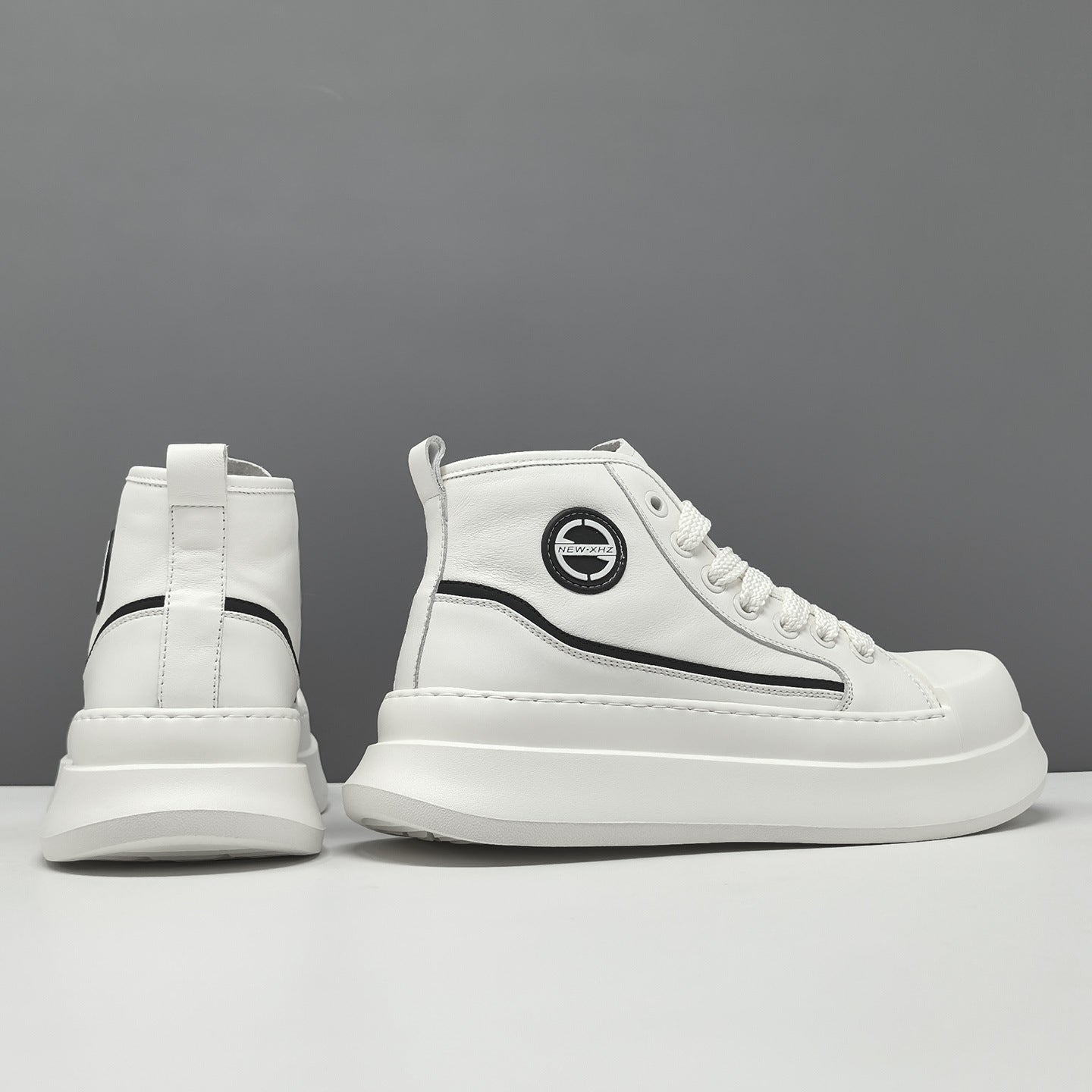 Men's Fashion High Top Leather Thick Soled Casual Shoes-RAIIFY