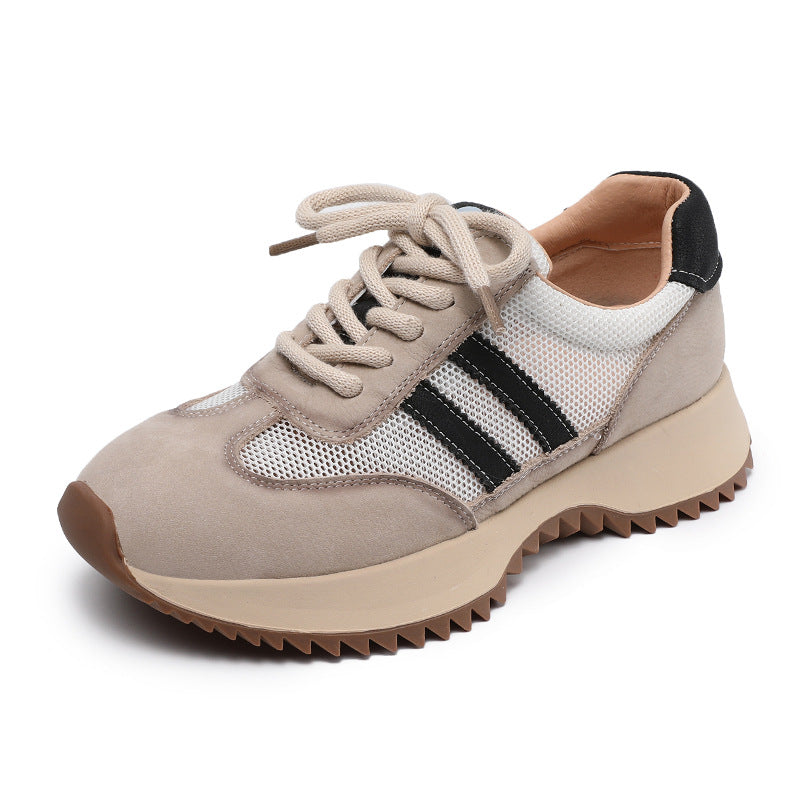 Women Styilsh Hollow Mesh Leather Casual Sneakers-RAIIFY