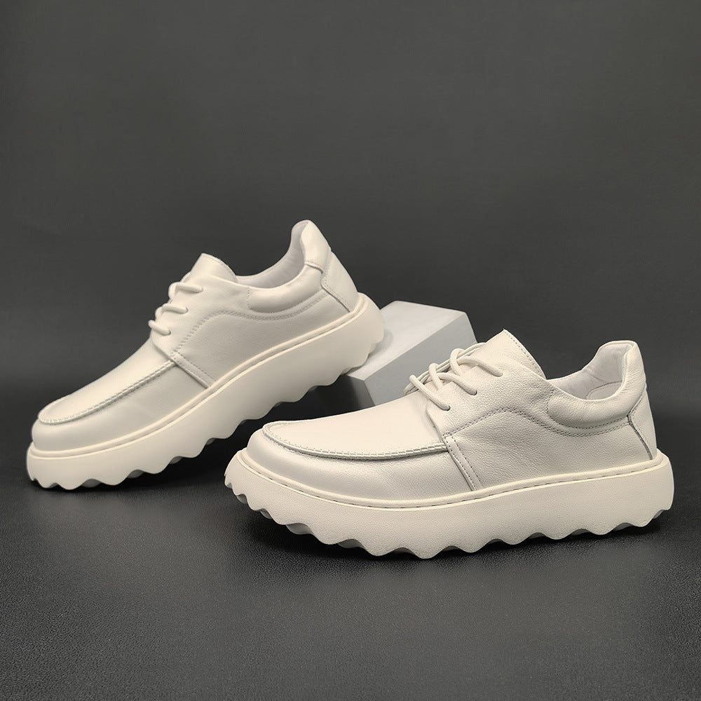 Men Minimalist Fashion Leather Lug Sole Casual Shoes-RAIIFY
