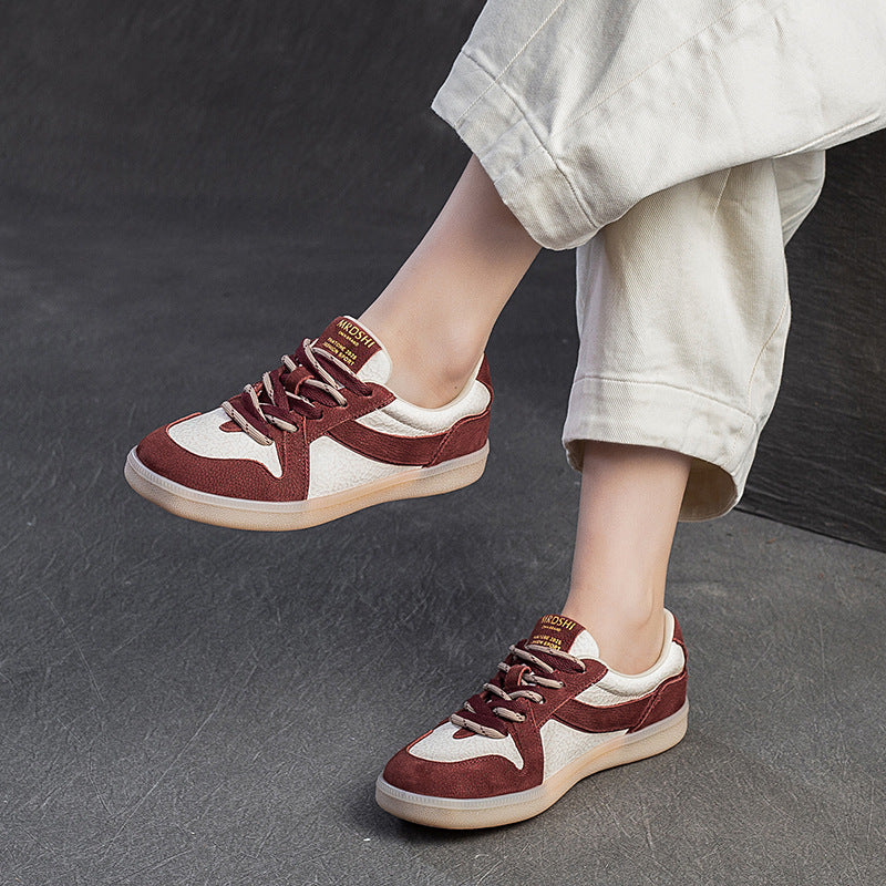 Women Fashion Leather Flat Casual Training Shoes-RAIIFY